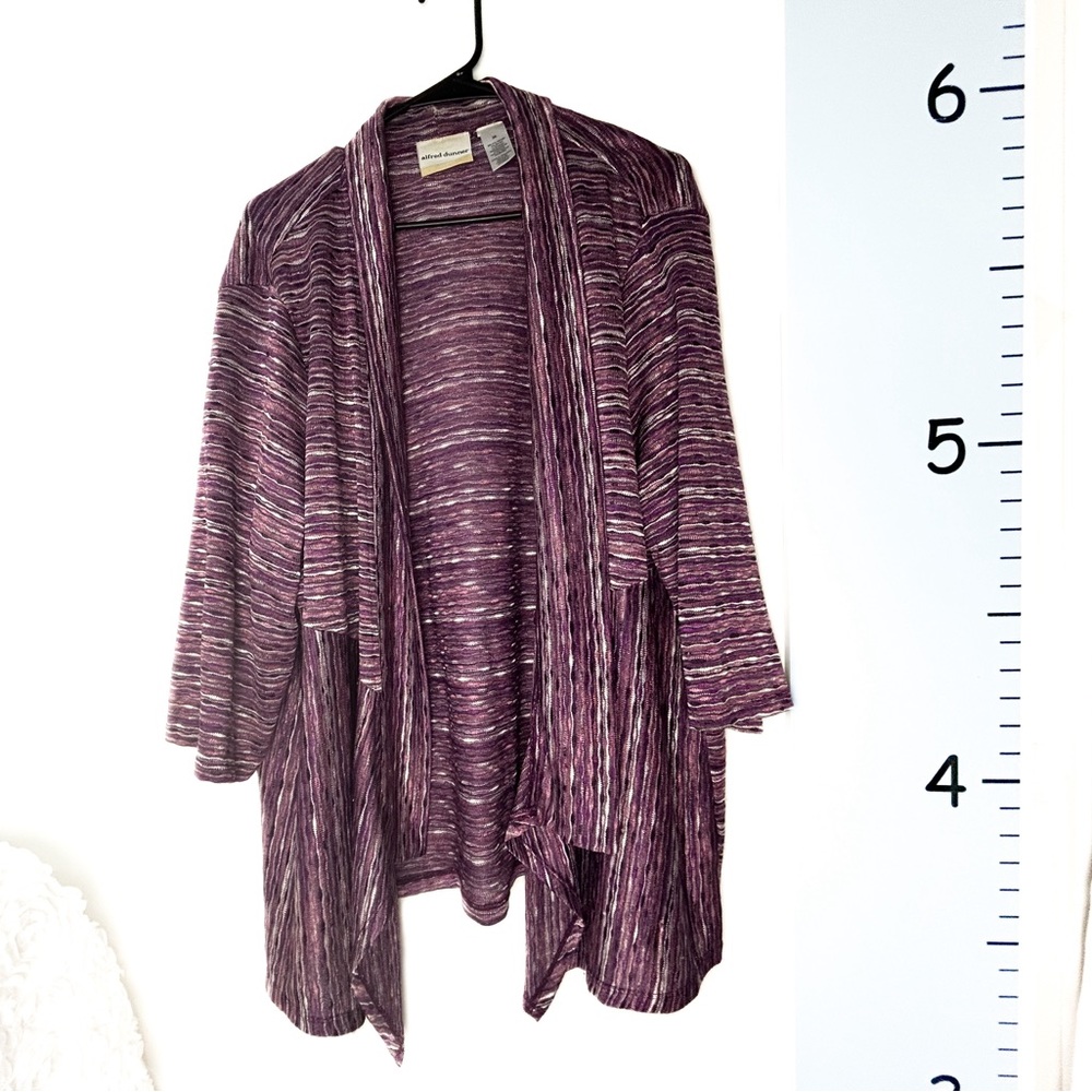 Alfred‎ Dunner Purple Heathered Knit Oversized Cardigan 2X